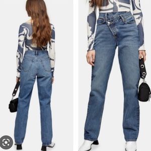 Topshop High Rise Cross Front Jeans